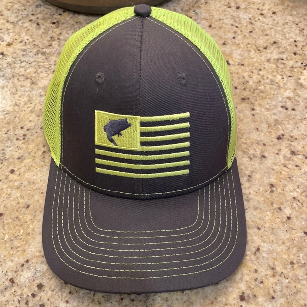 Trucker hat with bass/flag